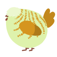 A apple and ochre chicken with a half-bar pattern