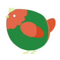 A viridian and vermilion chicken with a head pattern