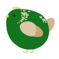 A leaf and beige chicken with a neck-speckle pattern