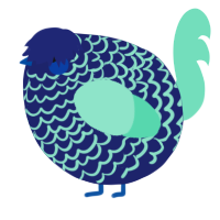 A navy and mint chicken with a lace pattern