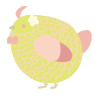 A lime and pink chicken with a lace pattern