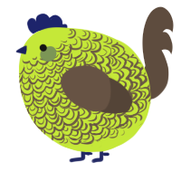 A lime and bark chicken with a double-lace pattern