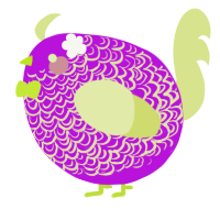 A amethyst and lemon chicken with a double-lace pattern