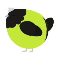 A lime and sable chicken with a head pattern