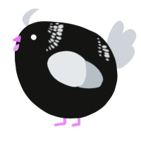 A black and mist chicken with a neck-band pattern