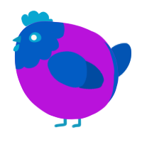 A amethyst and ultramarine chicken with a head pattern