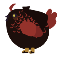 A sable and crimson chicken with a half-lace pattern