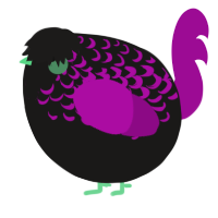 A sable and plum chicken with a half-lace pattern
