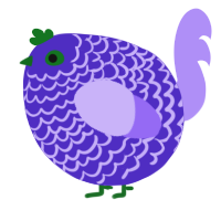 A indigo and lilac chicken with a lace pattern