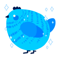A sky and sapphire chicken with a bar pattern