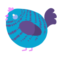 A cerulean and overcast chicken with a bar pattern