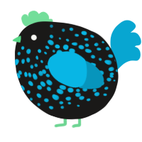 A sable and cerulean chicken with a speckle pattern