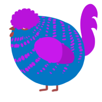 A sapphire and amethyst chicken with a bar pattern