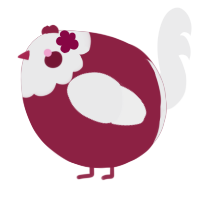 A mint and black chicken with a head pattern