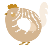 A beige and cream chicken with a half-bar pattern