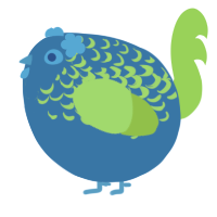 A sapphire and grass chicken with a half-lace pattern