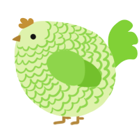 A apple and grass chicken with a lace pattern