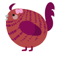 A red and wine chicken with a bar pattern