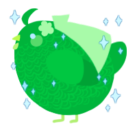 A viridian chicken with a double-lace pattern