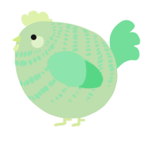 A gluppy and spring chicken with a bar pattern