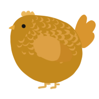 A ochre and orange chicken with a half-lace pattern