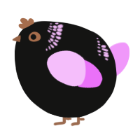 A black and lavender chicken with a neck-band pattern