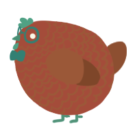 A red and russet chicken with a lace pattern