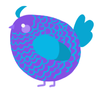 A blurple and cerulean chicken with a lace pattern