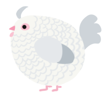 A white and mist chicken with a lace pattern
