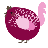 A maroon and pink chicken with a half-lace pattern