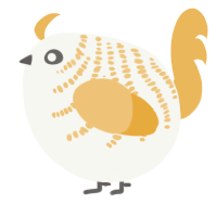 A white and honey chicken with a half-bar pattern