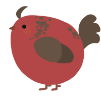 A red and bark chicken with a neck-speckle pattern