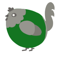 A leaf and ash chicken with a head pattern