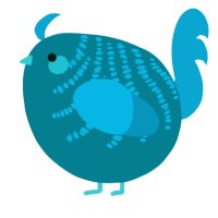 A sea and cerulean chicken with a half-bar pattern