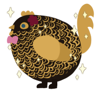 A sable and gold chicken with a double-lace pattern