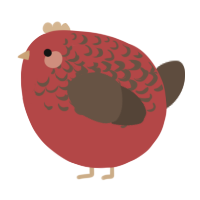 A red and bark chicken with a half-lace pattern