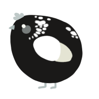 A sable and white chicken with a neck-speckle pattern