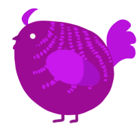 A plum and amethyst chicken with a half-bar pattern