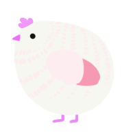 A white and rose chicken with a bar pattern