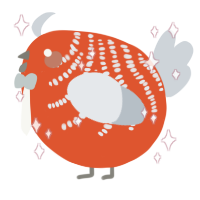 A vermilion and mist chicken with a half-bar pattern
