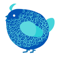 A ultramarine and aqua chicken with a double-lace pattern