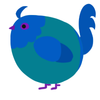 A sea and ultramarine chicken with a head pattern