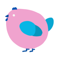 A pink and cerulean chicken