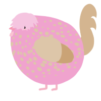 A pink and beige chicken with a speckle pattern