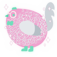 A pink and mist chicken with a double-lace pattern