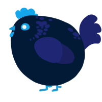 A tumblr and navy chicken with a neck-speckle pattern