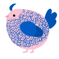 A rose and ultramarine chicken with a double-lace pattern