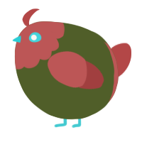 A olive and red chicken with a head pattern