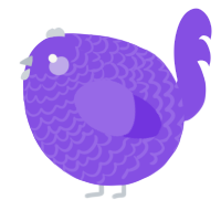 A blurple chicken with a lace pattern