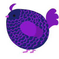 A navy and violet chicken with a lace pattern